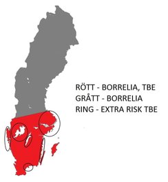 Fästingkarta riskområde TBE - BORRELIA.